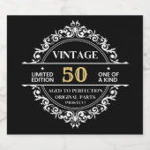 50e zwarte witte en gouden  dag sparkling wijnetiket (Enkel label)