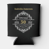 50e zwarte witte en gouden  feestdag blikjeskoeler (Voorkant)