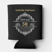 50e zwarte witte en gouden  feestdag blikjeskoeler (Achterkant)