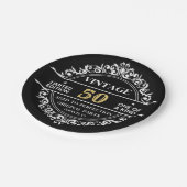 50e zwarte witte en gouden feestdag papieren bordje (Gekanteld)