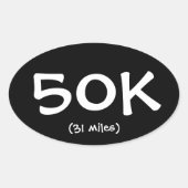 50K (31 mijl) ticker Ovale Sticker (Voorkant)