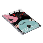 50's 1950's Record Retro Poedel Rok & Brillen Notitieboek (Rechterzijde)