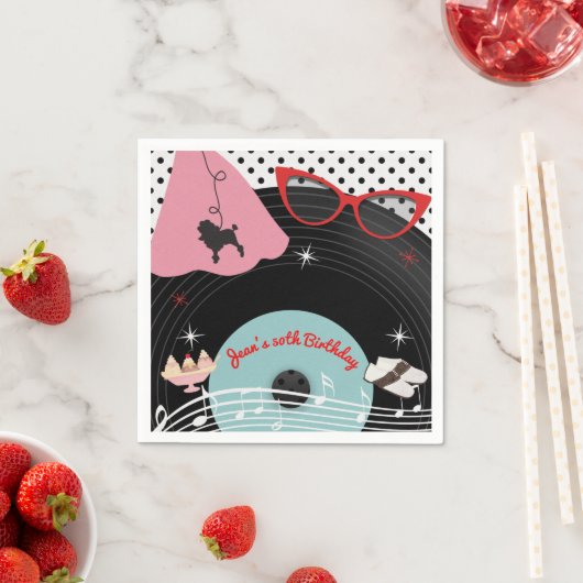 50's 1950's Record Thema Verjaardagsfeest Custom Servet (Insitu)