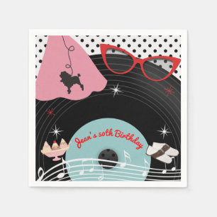 50's 1950's Record Thema Verjaardagsfeestje Aangep Servet