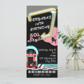 50's 1950's Style Thema Verjaardag Party Ticket Kaart (Staand voorkant)