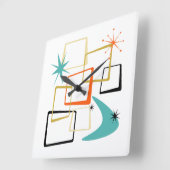 50s Atomic Squares Boomerang Starburst Mid Century Vierkante Klok (Hoek)