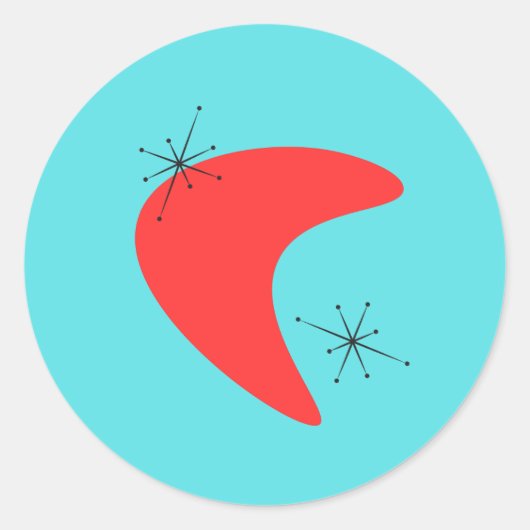 50s Boomerang Mideeuw Modern Ronde Sticker (Voorkant)