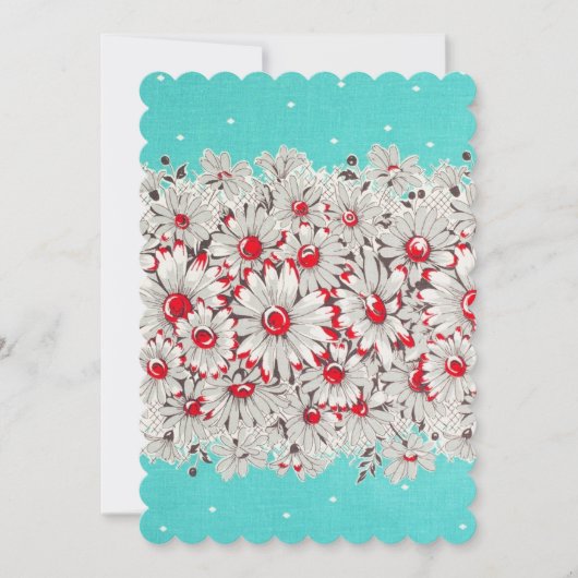 50s  Border Print Daisies Feestuitnodiging Kaart (Voorkant)