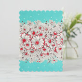 50s  Border Print Daisies Feestuitnodiging Kaart (Staand voorkant)