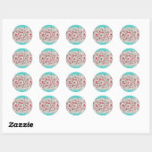 50s  Border Print Daisies Party Ronde Sticker (Vel)