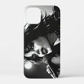 50s BW Grafische Comic Stijl Goth Punk Zangeres Case-Mate iPhone Case (Achterkant)