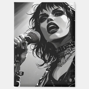 50s BW Grafische Comic Stijl Goth Punk Zangers Magneet