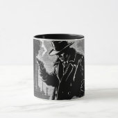 50s BW Grafische Comicstijl Gritty Urbane Detectiv Mok (Midden)