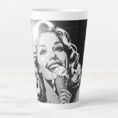 50s BW Grafische Strips in IJs Blondine Latte Mok (Voorkant)