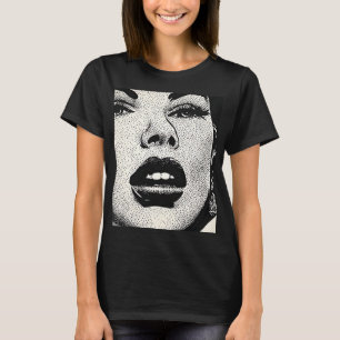 50s BW Grafische Strips Ouderwetse Stijl Retro Sti T-shirt