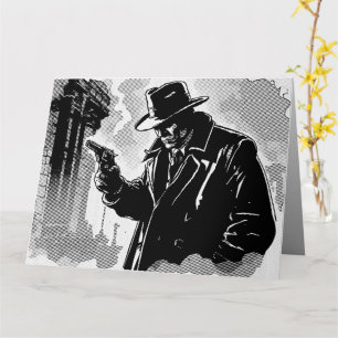 50s BW Grafische Strips Stijl Ruige Stadsdetective Kaart