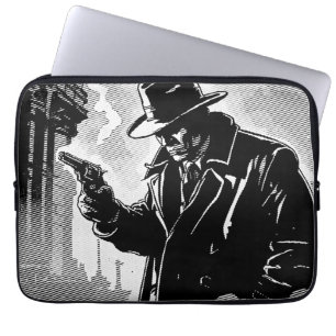 50s BW Grafische Strips Stijl Ruige Stedelijke Det Laptop Sleeve