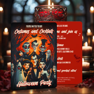 50s Cartoon Kostuums en Cocktails Volwassen Hallow Kaart