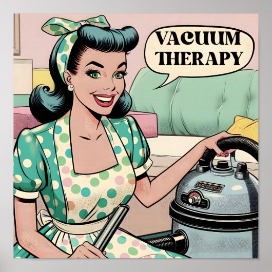 50s comic book style funny vacuum therapy kitchen poster (Voorkant)