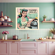 50s comic book style funny vacuum therapy kitchen