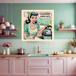 50s comic book style funny vacuum therapy kitchen poster
