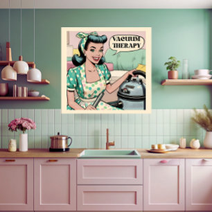 50s comic book style funny vacuum therapy kitchen poster