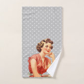 50s  dame Retro polka stippen Grijs Bad Handdoek (Handdoek)