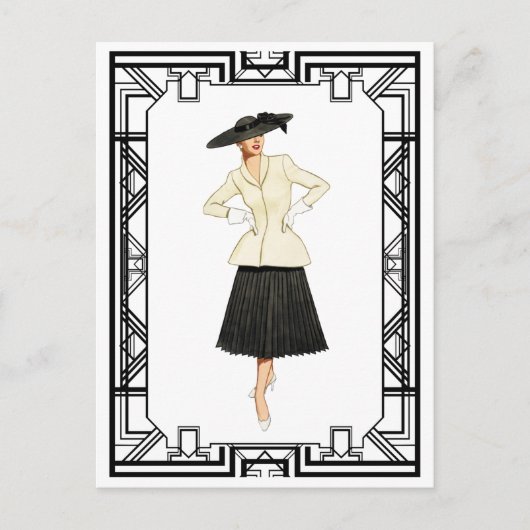  50s de Nieuwe Illustratie van de Mode van de Retr Briefkaart (Voorkant)