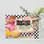 50's Diner Milkshake Feestje Kaart (Staand voorkant)