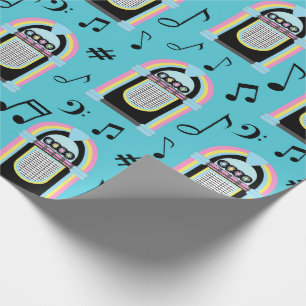 50s Diner Retro Music Sock Hop Vintage Jukebox Cadeaupapier
