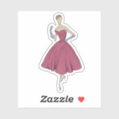 50s en 60s mode illustratie jurk sticker (Vel)