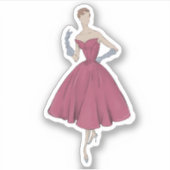 50s en 60s mode illustratie jurk sticker (Voorkant)