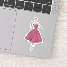 50s en 60s mode illustratie jurk sticker