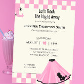 50's fifties roze poedelrok verjaardagsfeestje kaart