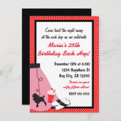 50's Fifties Sock Hop Poedel Rok Rood Uitnodiginge Kaart (Voorkant / Achterkant)