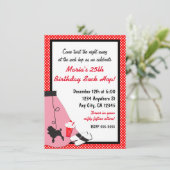 50's Fifties Sock Hop Poedel Rok Rood Uitnodiginge Kaart (Staand voorkant)