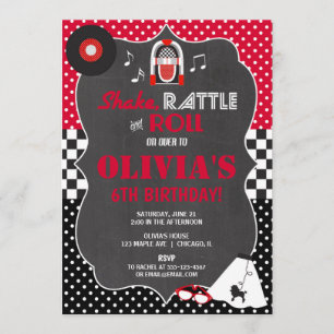 50s Fifties Sock Hop Rock Roll verjaardagsuitnodig Kaart