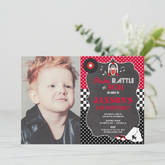 50s Fifties Sock Hop Rock Roll verjaardagsuitnodig Kaart (Staand voorkant)