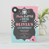 50s Fifties Sock Hop Rock Roll verjaardagsuitnodig Kaart (Staand voorkant)