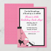 50's Fifties Sock Hop Roze Poedel Rok Partij Kaart (Voorkant / Achterkant)