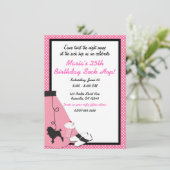 50's Fifties Sock Hop Roze Poedel Rok Partij Kaart (Staand voorkant)