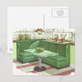 50s Green Kitchen Booth Briefkaart (Voorkant / Achterkant)