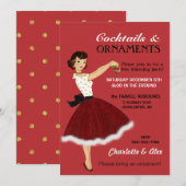 50's Huisvrouw Kerstvakantie Glitter Rok Bont Kaart (Voorkant / Achterkant)