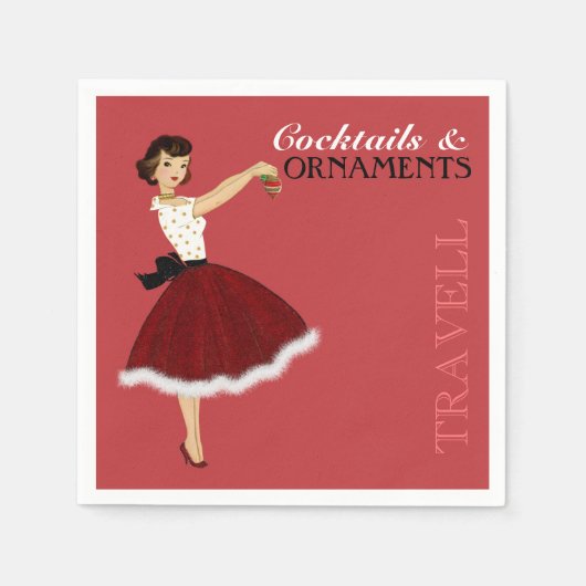 50's Huisvrouw Kerstvakantie Glitter Rok Bont Servetten (Voorkant)