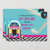 50's Jukebox Dance Party Sock Hop uitnodiging (Voorkant / Achterkant)