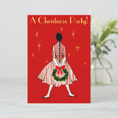  50s Kerstmeisje Uitnodiging (Staand voorkant)