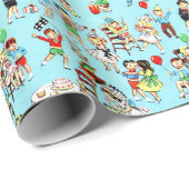 '50s Kinderzondenslot met cadeautjes Cadeaupapier (Rol Hoek)