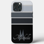 50s klassiek monochrome Stripe monogramme Case-Mate iPhone Case (Achterkant)