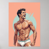 50s - knappe Happy Guy Pose Poster (Voorkant)
