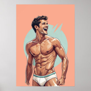 50s  - knappe Happy Guy Pose Poster